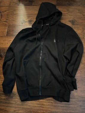 Men's Black Full-Zip Hooded Sweater Jacket